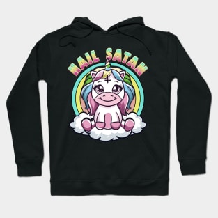 Hail Satan Unicorn Rainbow Heavy Metal Satanic Pun Hoodie